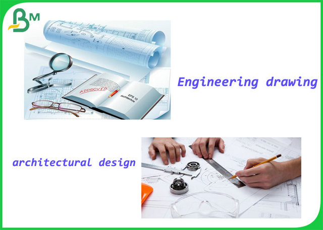 FSC Certified 24" 36“wide x 150feet 2inch Core White Bond Roll Paper For Architectural Design